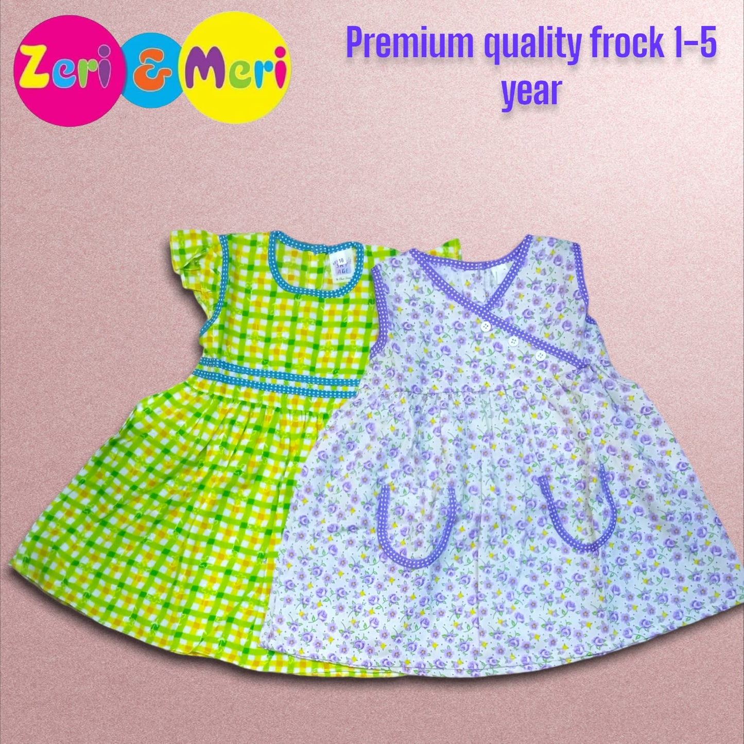 Baby Girl Frocks Pack Of 2 (Random Design) 1 Year TO 8 Year size