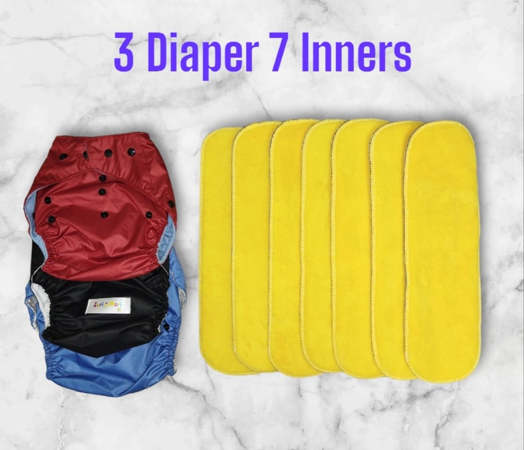 Reuseable & Washable Baby Diapers with 6 Free Inners