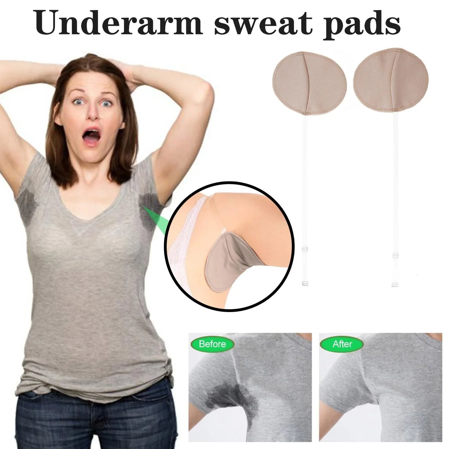Washable & Reuseable Underarm Sweat Absorbing Pads No Smell No Stain