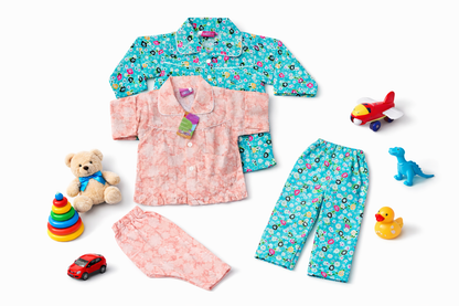 2 Pcs Pack Premium Kids All-Season Night Suit | Boys & Girls (3 Months – 12 Years)
