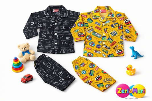 2 Pcs Pack Premium Kids All-Season Night Suit | Boys & Girls (3 Months – 12 Years)