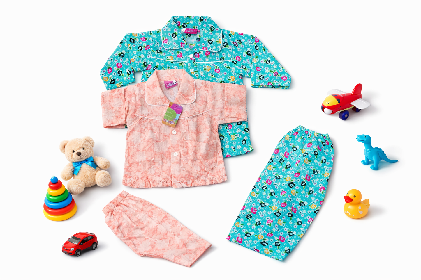 2 Pcs Pack Premium Kids All-Season Night Suit | Boys & Girls (3 Months – 12 Years)